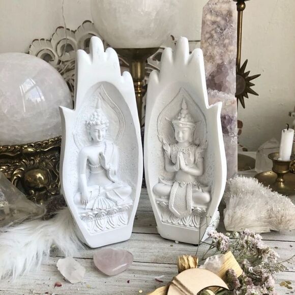 Nobrand Other - ONE LEFT / Poly-Resin Hand Statue White Boho Hindu Witchy Desk Shelf Decor
